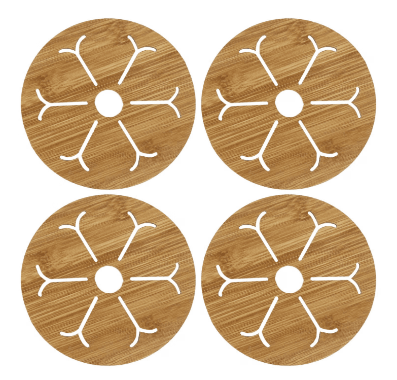 Small Round Wooden Drink Coasters – Decorative Cup Mats, Set of 6
