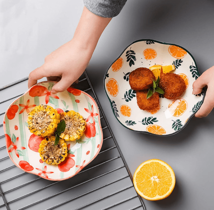 Printed Ceramic Serving Bowl for Salad, Pasta & Dessert