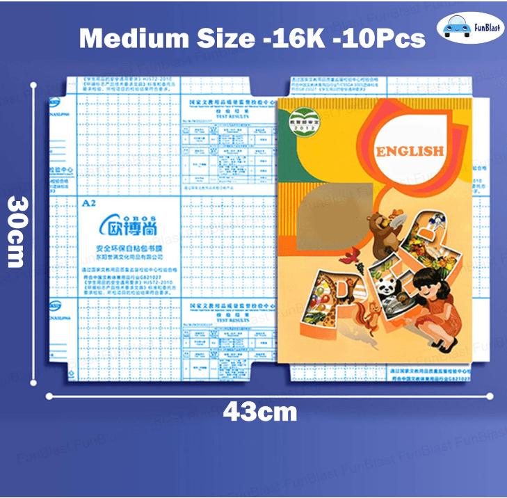 Transparent Self-Adhesive Book Cover Film | 16K Pack of 10
