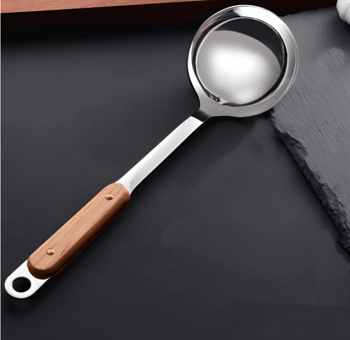 Stainless Steel Soup Ladle with Wooden Handle | Serving Spoon