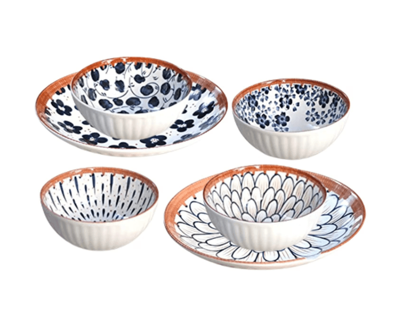 300 ml Ceramic Bowl & Plate Serving Set of 6 – 4 Bowls + 2 Plates