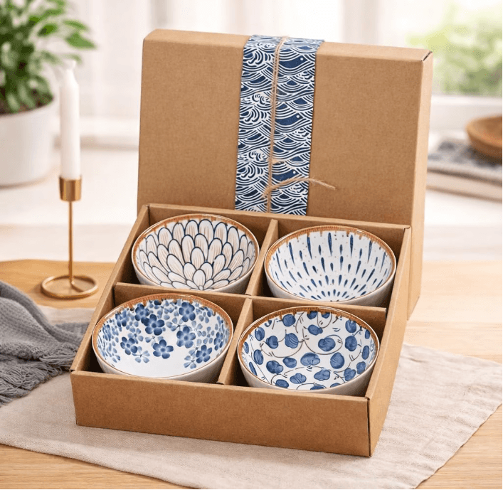 Japanese Style Ceramic Serving Bowls 300 ml – Set of 4